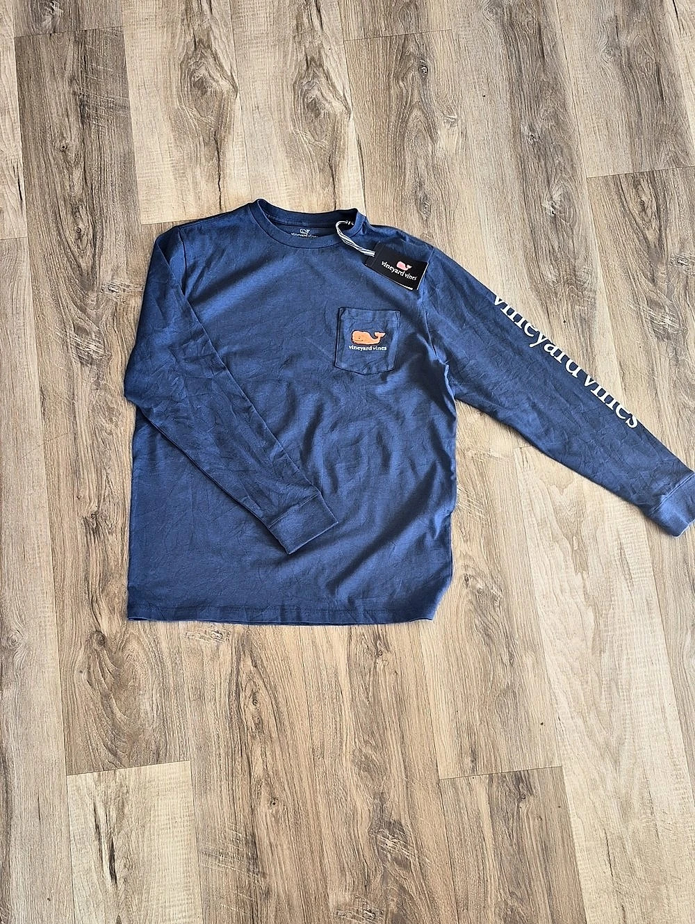 Vineyard Vines Whale Pocket Long Sleeve Graphic Tee Blue